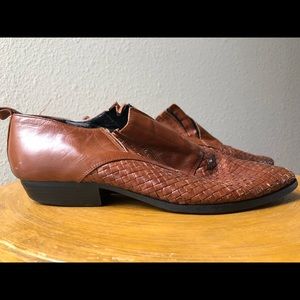 Vintage leather woven booties